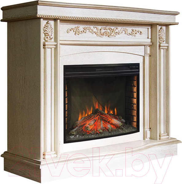 Изображение товара Каминокомплект Смолком Cardinal FS25-X + Dioramic 25 LED FX (белый дуб/патина золото)