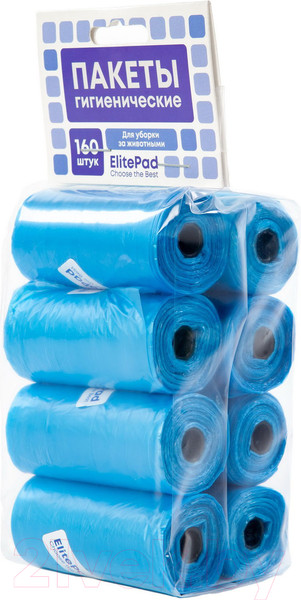 Изображение товара Пакеты для выгула собак ElitePad Standart / 3893/EP (8x20шт, синий)