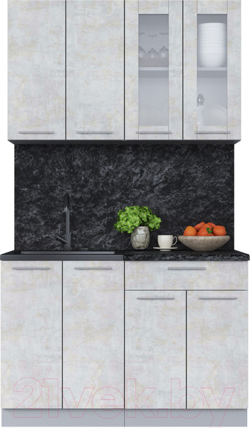 Изображение товара Кухонный гарнитур Интерлиния Мила 12 (бетон лайт/бетон лайт/кастилло темный)