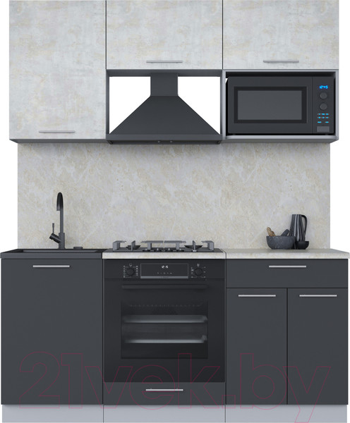 Изображение товара Кухонный гарнитур Интерлиния Мила 1.7 ВТ (бетон лайт/антрацит/опал светлый)