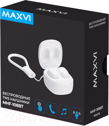 Изображение товара Беспроводные наушники Maxvi MHF-108BT (белый)