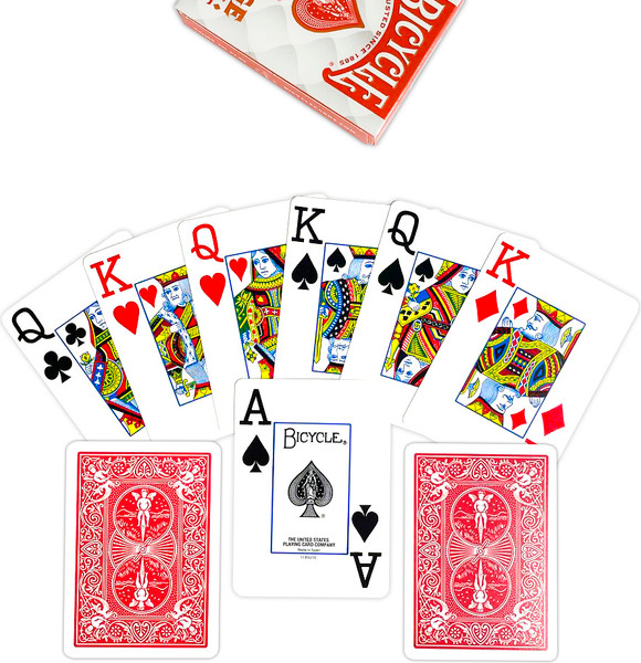 Изображение товара Игральные карты Bicycle Prestige Rider 100% Plastic Jumbo / F44100-r (красный)