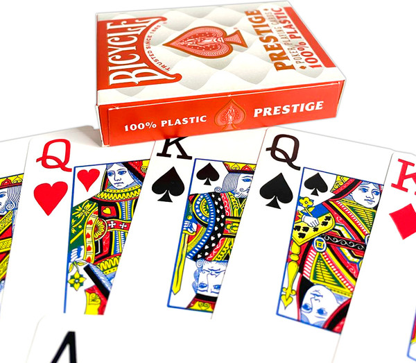 Изображение товара Игральные карты Bicycle Prestige Rider 100% Plastic Jumbo / F44100-r (красный)