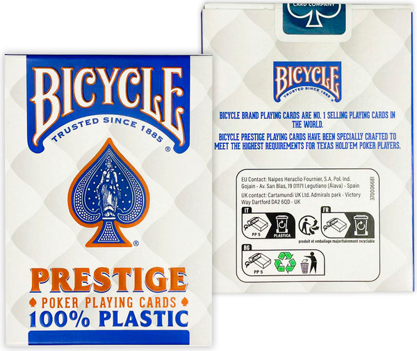 Изображение товара Игральные карты Bicycle Prestige Rider 100% Plastic Jumbo / F44100-b (синий)