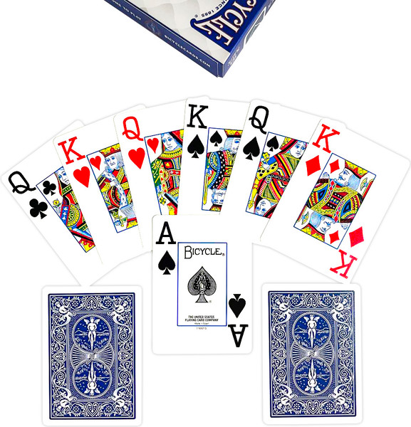 Изображение товара Игральные карты Bicycle Prestige Rider 100% Plastic Jumbo / F44100-b (синий)