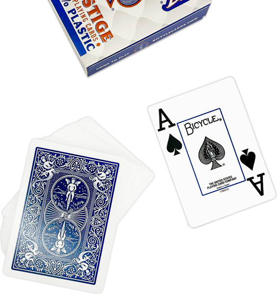 Изображение товара Игральные карты Bicycle Prestige Rider 100% Plastic Jumbo / F44100-b (синий)