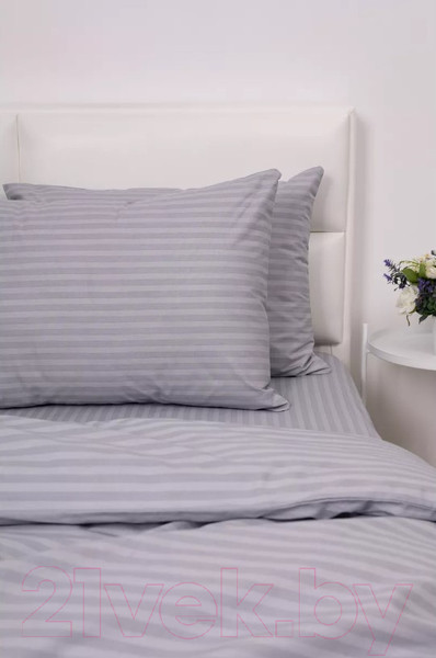 Изображение товара Пододеяльник Milanika Темно-серый 2сп (поплин-страйп)