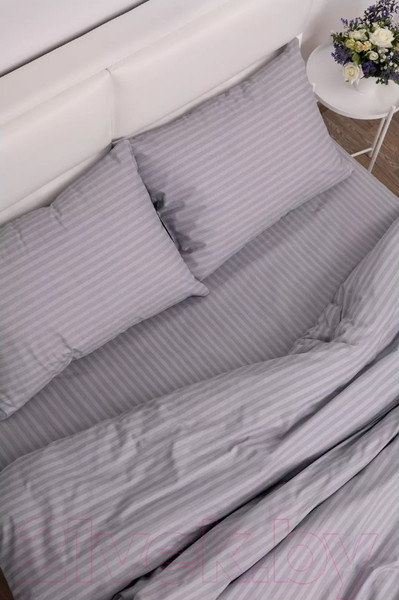 Изображение товара Пододеяльник Milanika Темно-серый 2сп (поплин-страйп)