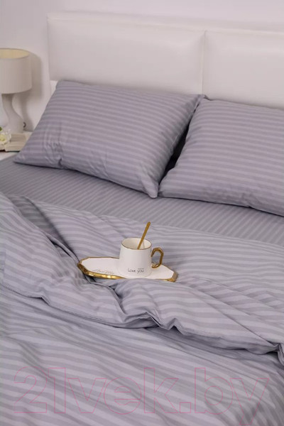 Изображение товара Пододеяльник Milanika Темно-серый 2сп (поплин-страйп)