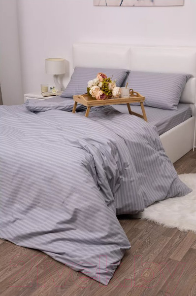 Изображение товара Пододеяльник Milanika Темно-серый 2сп (поплин-страйп)