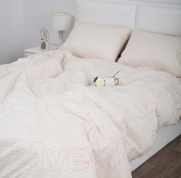 Изображение товара Пододеяльник Milanika Бежевый Евро (поплин-страйп)