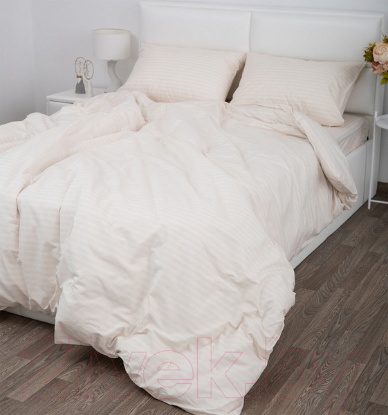 Изображение товара Пододеяльник Milanika Бежевый Евро (поплин-страйп)