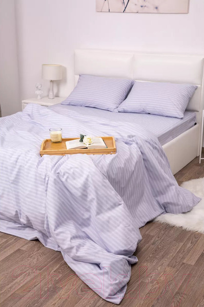 Изображение товара Пододеяльник Milanika Светло-серый Евро (поплин-страйп)