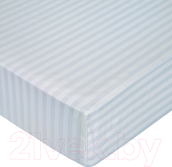 Изображение товара Простыня Milanika Светло-серая на резинке 180x200x20 (поплин-страйп)