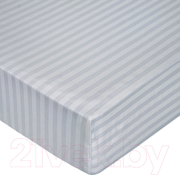 Изображение товара Простыня Milanika Темно-серая на резинке 180x200x20 (поплин-страйп)