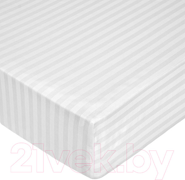 Изображение товара Простыня Milanika Белая на резинке 200x200x20 (поплин-страйп)