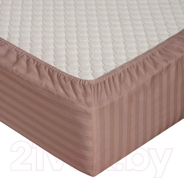 Изображение товара Простыня Milanika Какао на резинке 200x200x20 (поплин-страйп)
