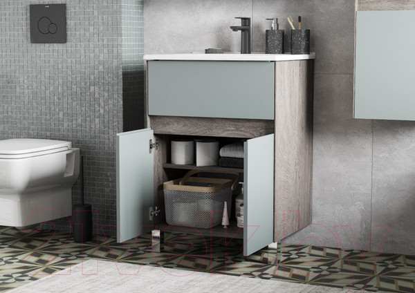 Изображение товара Тумба с умывальником Акватон Форест 60 / 1A2782K0FR9C0 (дуб рошелье/сумеречный голубой)