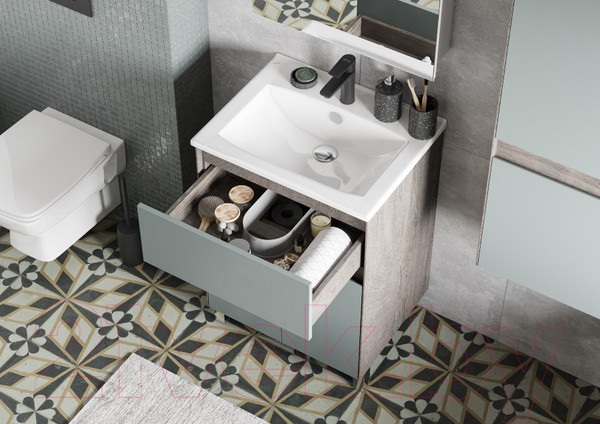 Изображение товара Тумба с умывальником Акватон Форест 60 / 1A2782K0FR9C0 (дуб рошелье/сумеречный голубой)