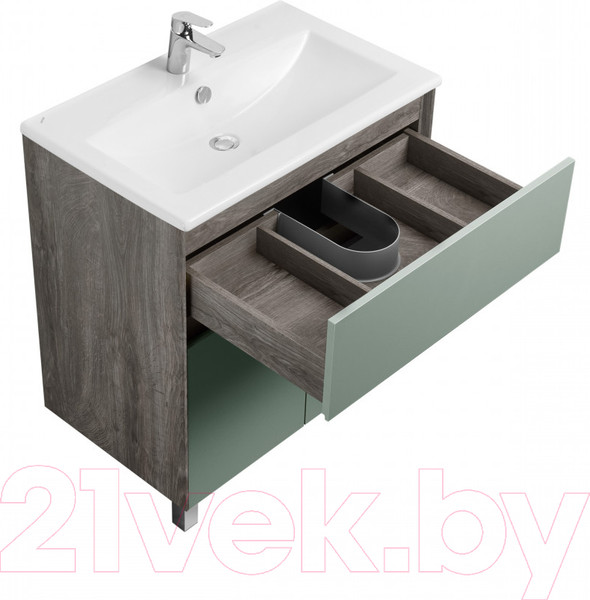 Изображение товара Тумба с умывальником Акватон Форест 75 / 1A2783K0FR9C0 (дуб рошелье/сумеречный голубой)