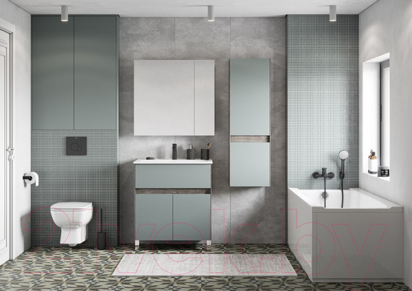 Изображение товара Тумба с умывальником Акватон Форест 75 / 1A2783K0FR9C0 (дуб рошелье/сумеречный голубой)