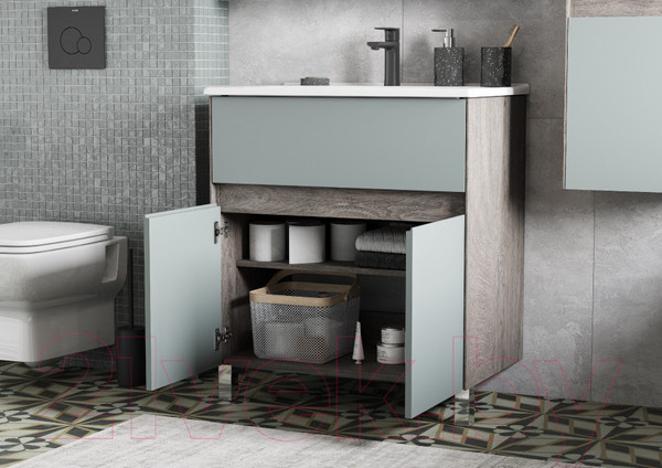 Изображение товара Тумба с умывальником Акватон Форест 75 / 1A2783K0FR9C0 (дуб рошелье/сумеречный голубой)