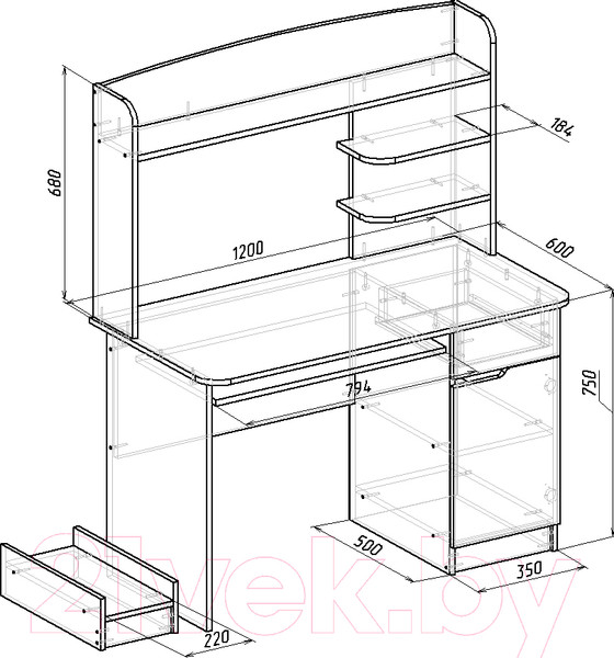 Изображение товара Компьютерный стол Мебель-Класс Лидер МКД-211 (венге/ясень шимо светлый)