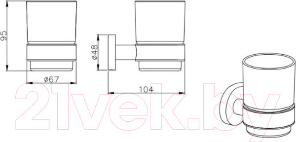 Изображение товара Стакан для зубной щетки и пасты Aquatek Вега AQ4004BGM (оружейная сталь)