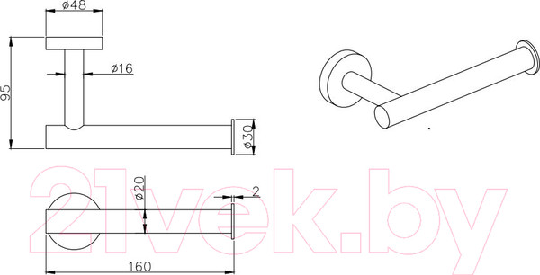 Изображение товара Держатель для туалетной бумаги Aquatek Вега AQ4008MB (черный матовый)
