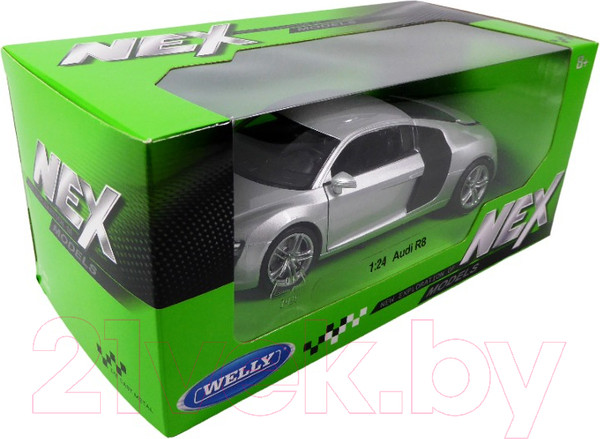 Изображение товара Масштабная модель автомобиля Welly Audi R8 Coupe / 22493W (серебристый)