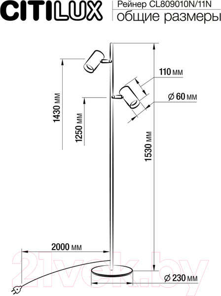 Изображение товара Торшер Citilux Twin CL809011N