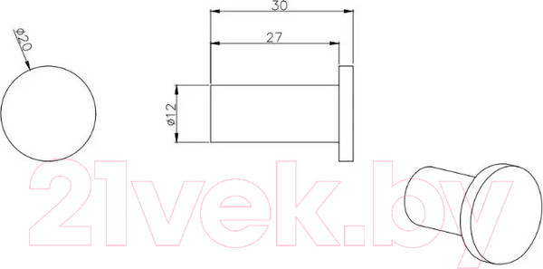 Изображение товара Крючок для ванной Aquatek Вега AQ4001BGM (оружейная сталь)