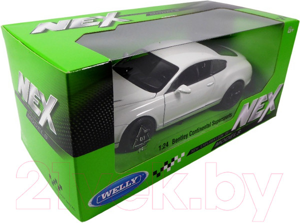 Изображение товара Масштабная модель автомобиля Welly Bentley Continental Supersports / 24018W (белый)