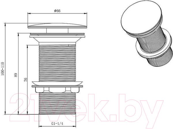 Изображение товара Донный клапан Aquatek Push-open AQ6000CR