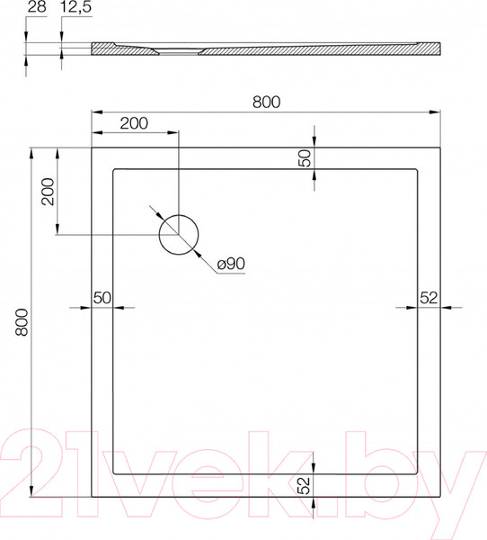 Изображение товара Душевой поддон Акватон Калифорния 80x80 (1A739936CA010)