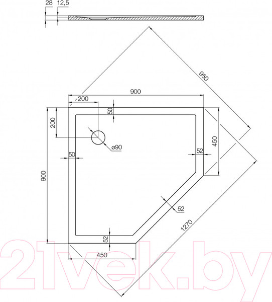 Изображение товара Душевой поддон Акватон Калифорния 90x90 (1A739736CA010)