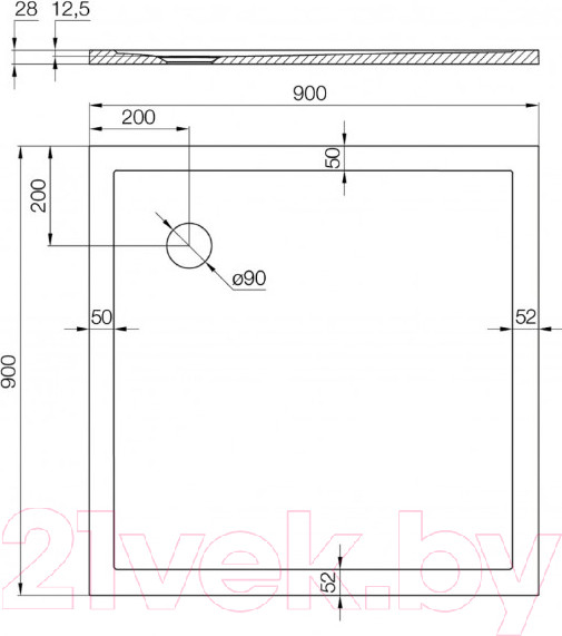 Изображение товара Душевой поддон Акватон Калифорния 90x90 (1A737536CA010)