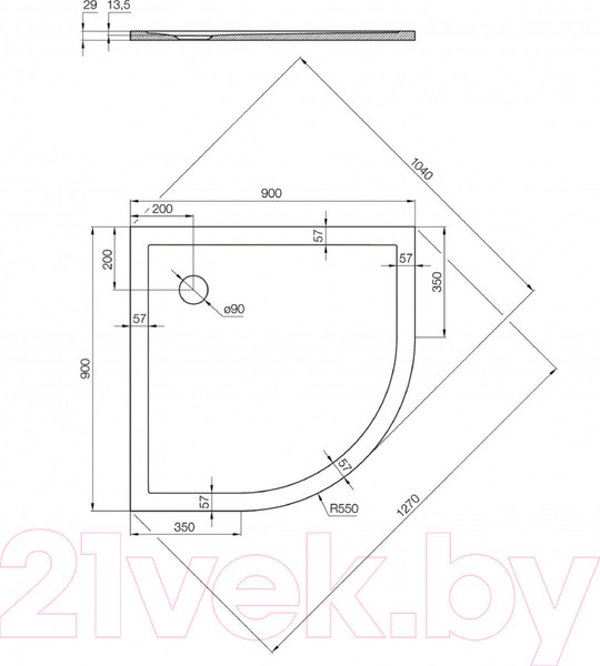 Изображение товара Душевой поддон Акватон Калифорния 90x90 (1A737836CA010)