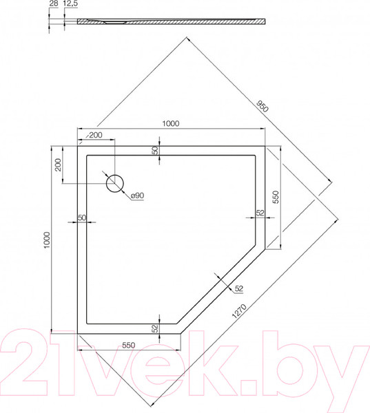 Изображение товара Душевой поддон Акватон Калифорния 100x100 (1A739836CA010)