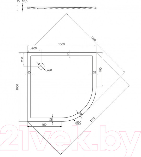 Изображение товара Душевой поддон Акватон Калифорния 100x100 (1A740136CA010)