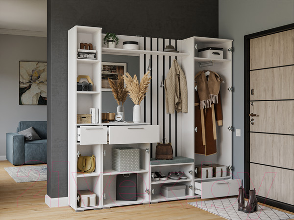 Изображение товара Секция в прихожую Mebel-Ars Калифорния мПря1-1 (белый)