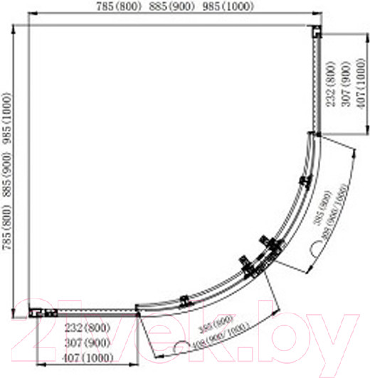 Изображение товара Душевой уголок Aquatek 100x100 / AQ ARI RO 10020CH (хром/прозрачное стекло)