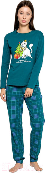 Изображение товара Пижама Mark Formelle 592510 (р.164/170-100-106, темно-зеленый/зеленая клетка)