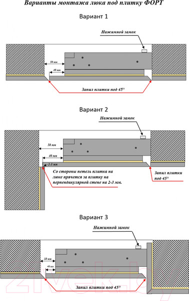Изображение товара Люк под плитку Lukoff Форт 30x50 (без провисания)