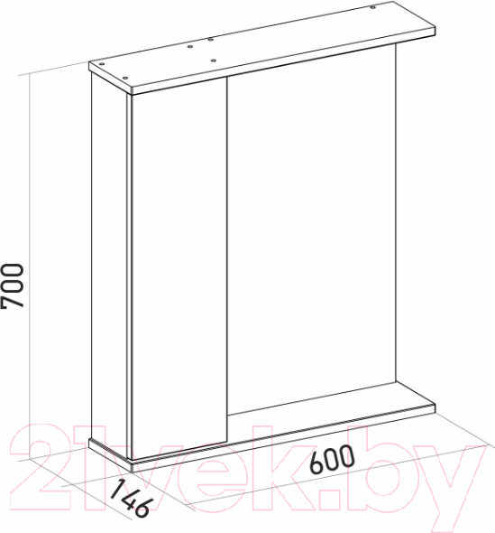 Изображение товара Шкаф с зеркалом для ванной Mixline Лайн 60 553010 (левый, с подсветкой)