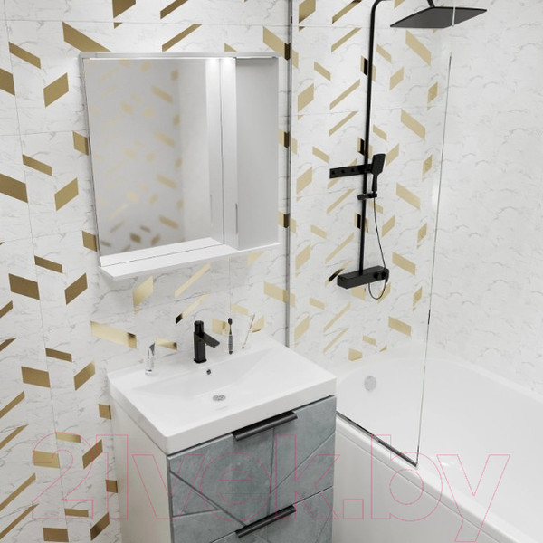 Изображение товара Шкаф с зеркалом для ванной Mixline Лайн 60 553011 (правый, с подсветкой)