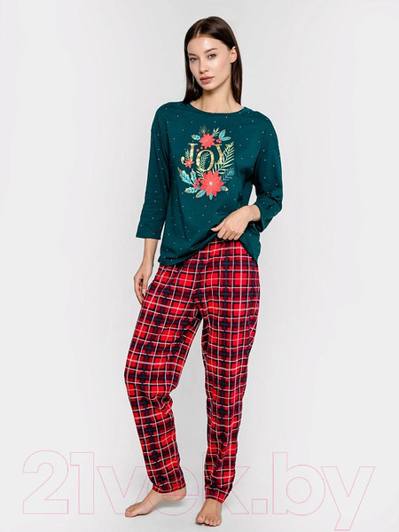 Изображение товара Пижама Mark Formelle 592317 (р.164/170-100-106, горошек на хвое/клетка на красном)