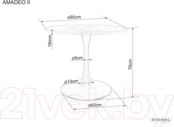 Изображение товара Обеденный стол Signal Amadeo II (дуб/черный матовый FI 90)