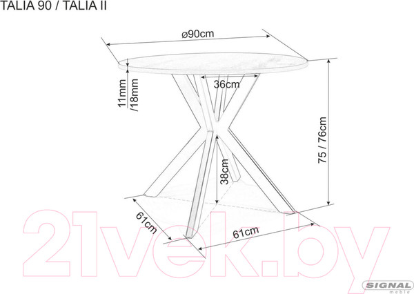 Изображение товара Обеденный стол Signal Talia II (орех/черный FI90)