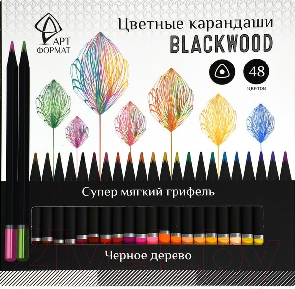 Изображение товара Набор цветных карандашей АртФормат Blackwood / AF03-051-48 (48цв)